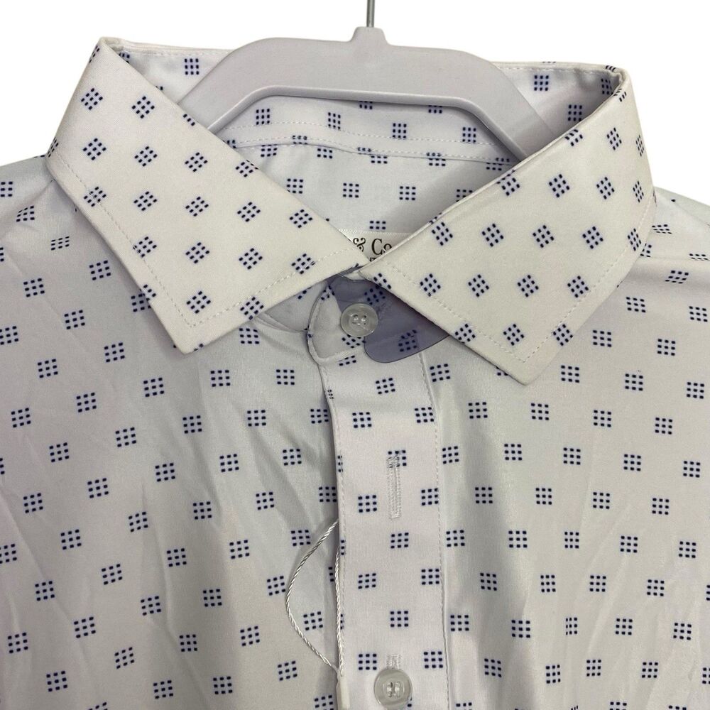 Collars & Co Polo Shirt Mens Large Relaxed Fit Oracle Dot Dress Collar Golf NEW